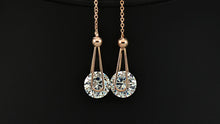 2 Carat CZ Stone Drop Line Long Earrings - Rose Gold Plated