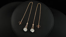 2 Carat CZ Stone Drop Line Long Earrings - Rose Gold Plated