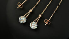 2 Carat CZ Stone Drop Line Long Earrings - Rose Gold Plated