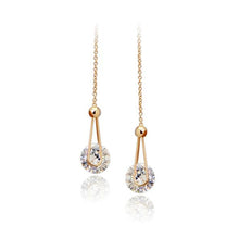 2 Carat CZ Stone Drop Line Long Earrings - Rose Gold Plated