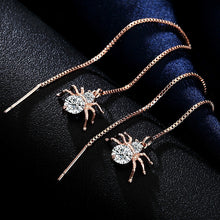 Rose Gold Color Spdier CZ Drop Earrings