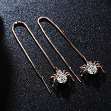 Rose Gold Color Spdier CZ Drop Earrings