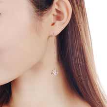 Rose Gold Color Spdier CZ Drop Earrings