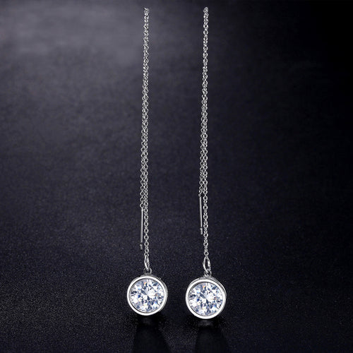 Elegant White Gold Color CZ Drop Earrings