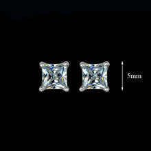 White Gold Pricess Cut CZ Earrings