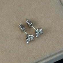 White Gold Pricess Cut CZ Earrings