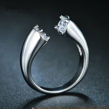 Bypass Design Cubic Zirconia Adjustable Ring - Rhodium Color