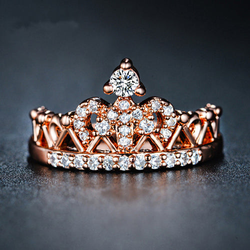 Crown Shaped Rose Gold CZ Ring