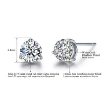 CZ Stone Piercing Stud Earrings - White Gold Color