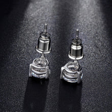 CZ Stone Piercing Stud Earrings - White Gold Color