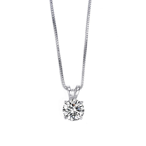 Classic 2 carat Solitaire CZ Pendant Necklace