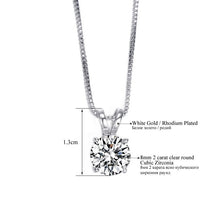 Classic 2 carat Solitaire CZ Pendant Necklace