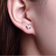 Double Sided Piercing Stud Earrings - Hollow Ball & Square CZ
