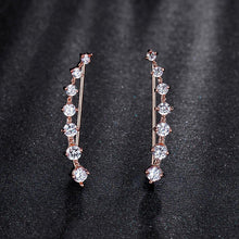 Prong Setting CZ Crystal Earrings - White / Rose Gold