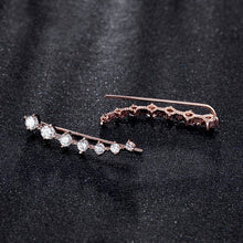 Prong Setting CZ Crystal Earrings - White / Rose Gold
