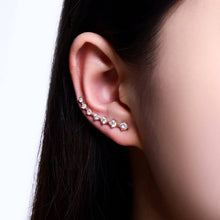 Prong Setting CZ Crystal Earrings - White / Rose Gold