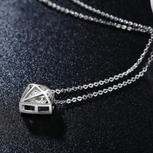 Hollow Round Cut Clear Zirconia Necklace - White Gold Color