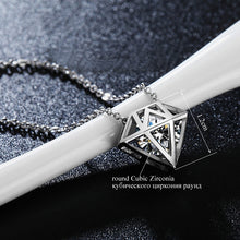 Hollow Round Cut Clear Zirconia Necklace - White Gold Color