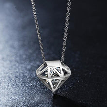 Hollow Round Cut Clear Zirconia Necklace - White Gold Color