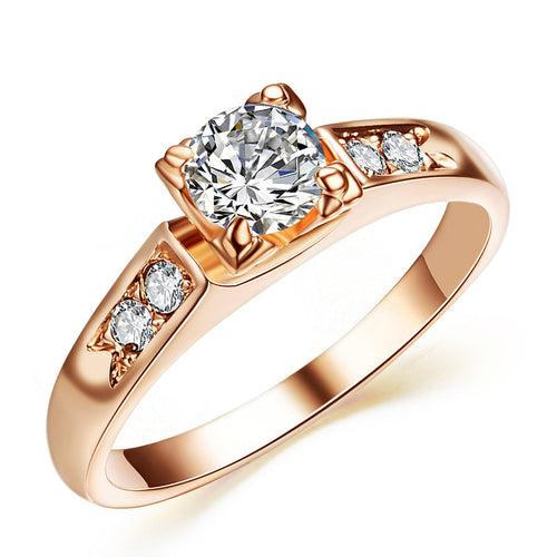 Rose Gold Color Cubic Zirconia Wedding Ring