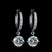 Top Grade CZ Hoop Earrings - White Gold Color