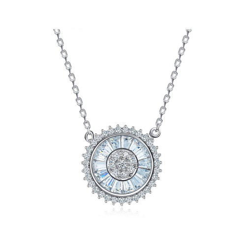 Wheel of Sun Cubic Zirconia Pendant Necklace